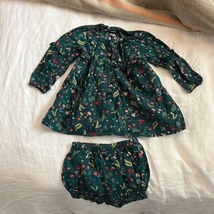 Tea Collection 9-12 mo floral and strawberry dress with bloomers! Like new